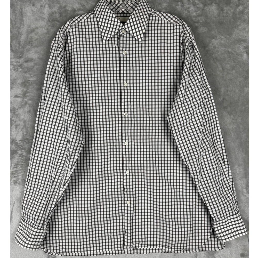Perry Ellis Mens Long Sleeve‎ Button Down Shirt Classic Gingham Check Size L
